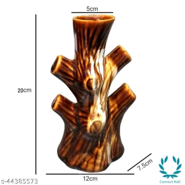  Ceramic  Brown Attractive Vases - Brown, Ceramic, Pack of1